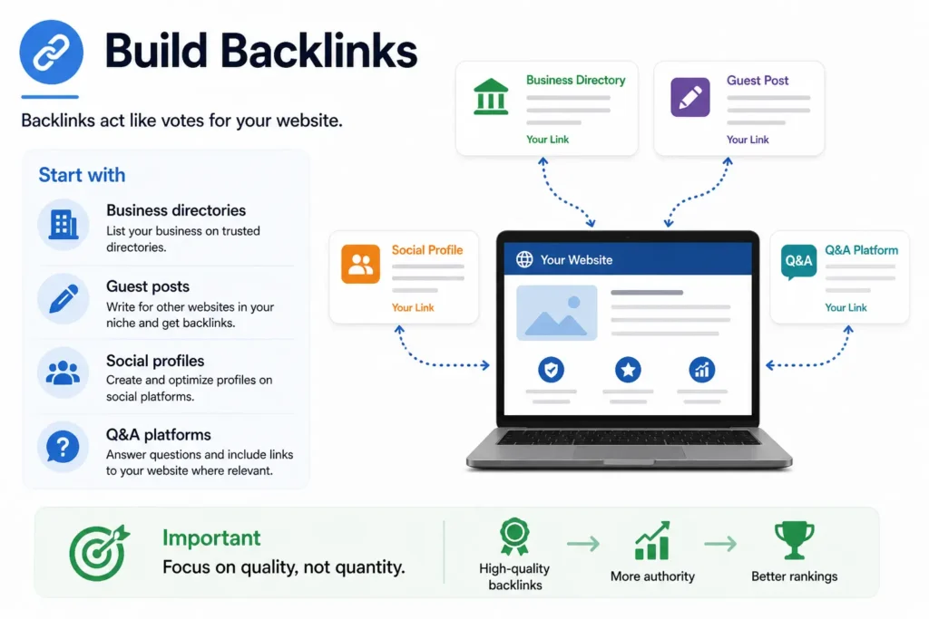 Create high quality backlinks to get better visibility on search engines