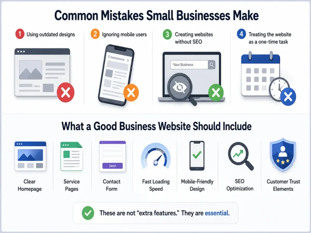 Small businesses often make some common mistakes with their websites, and here is a list of solutions.