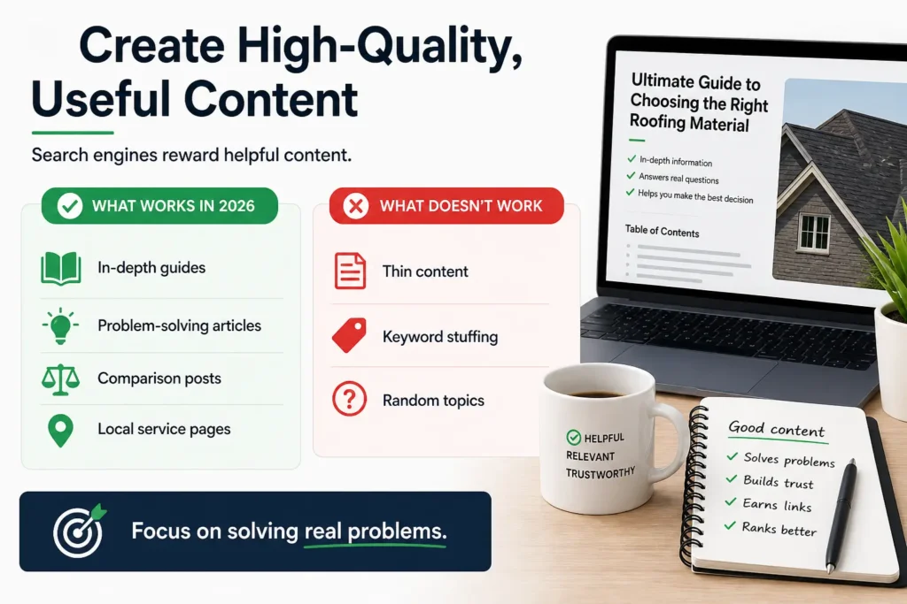 For better visibility on search engines, create high-quality and useful content